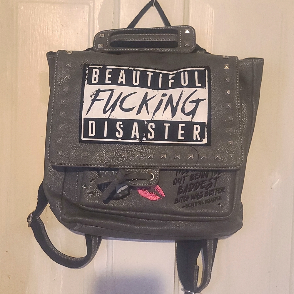 Beautiful disaster Grey backpack/crossbody bag NWOT
